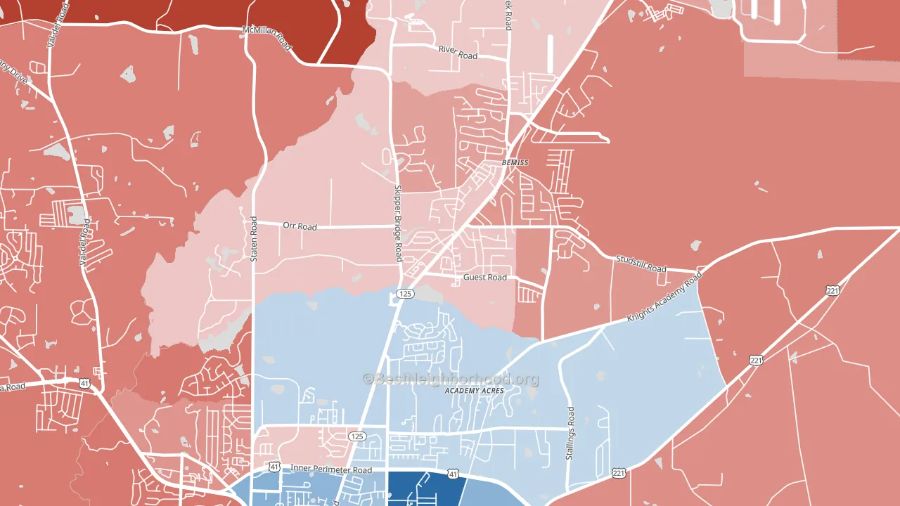 31605, GA block-group political-lean map