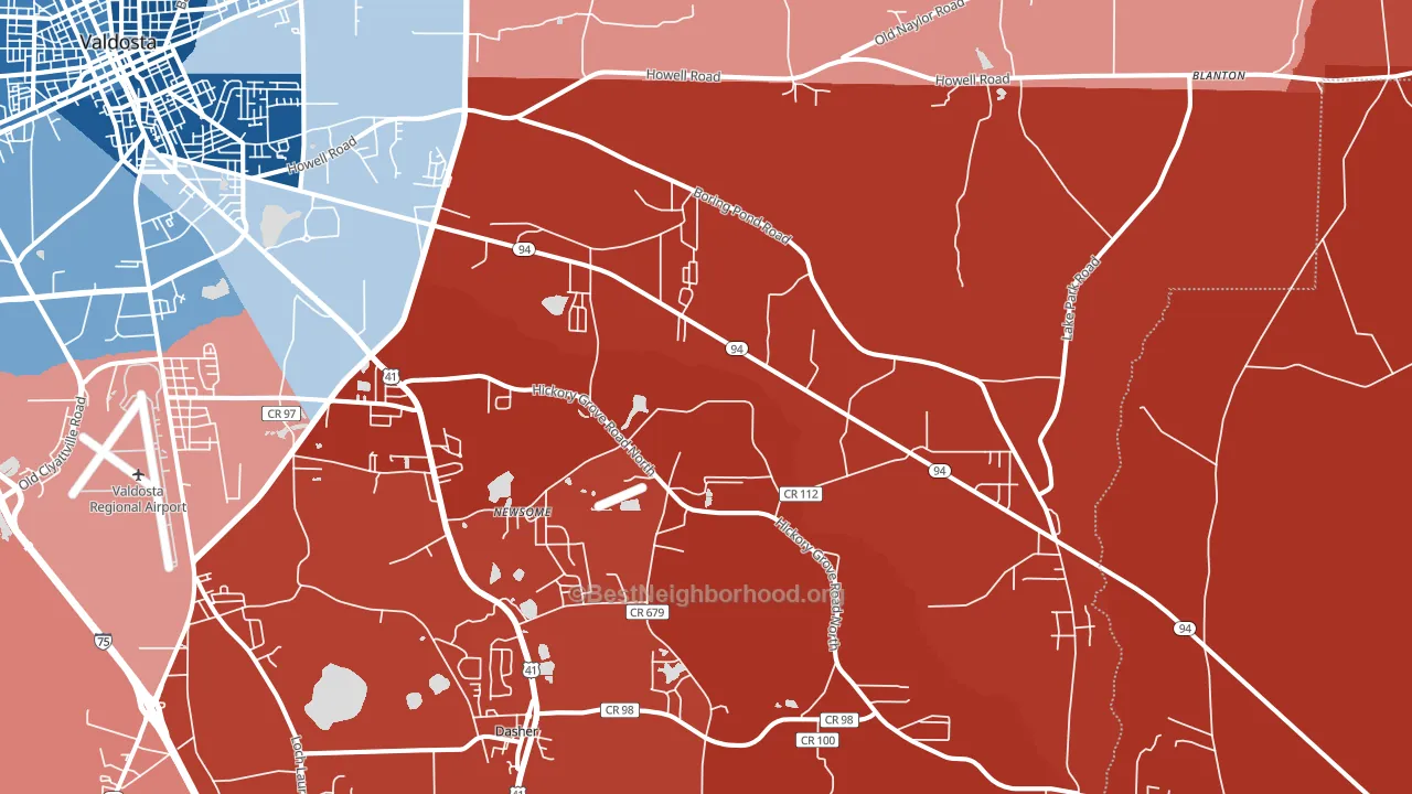 31606, GA block-group political-lean map