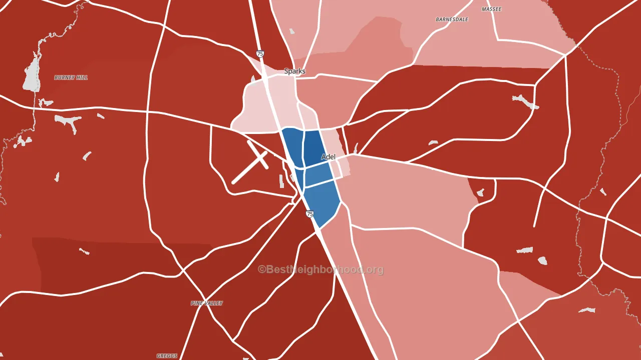 31620, GA block-group political-lean map