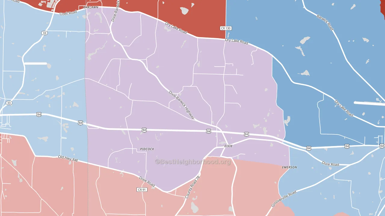 31629, GA block-group political-lean map