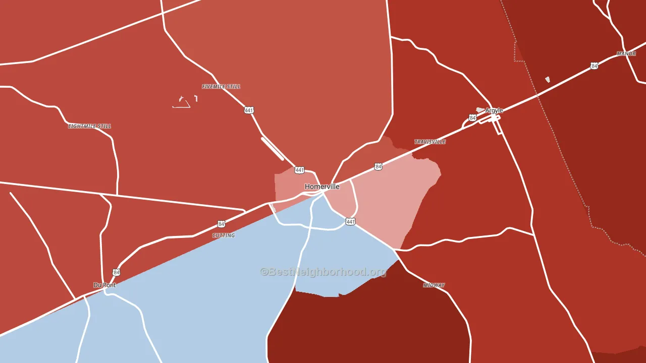 31634, GA block-group political-lean map