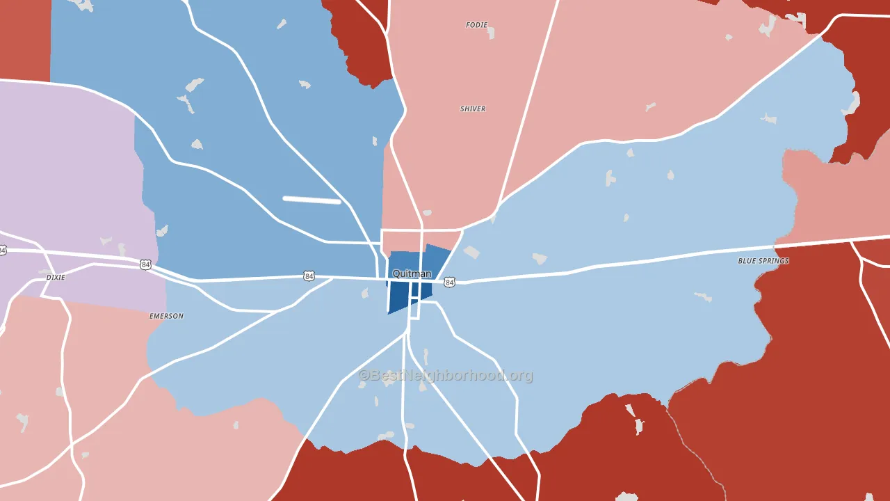 31643, GA block-group political-lean map