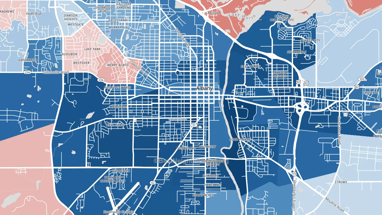 31701, GA block-group political-lean map