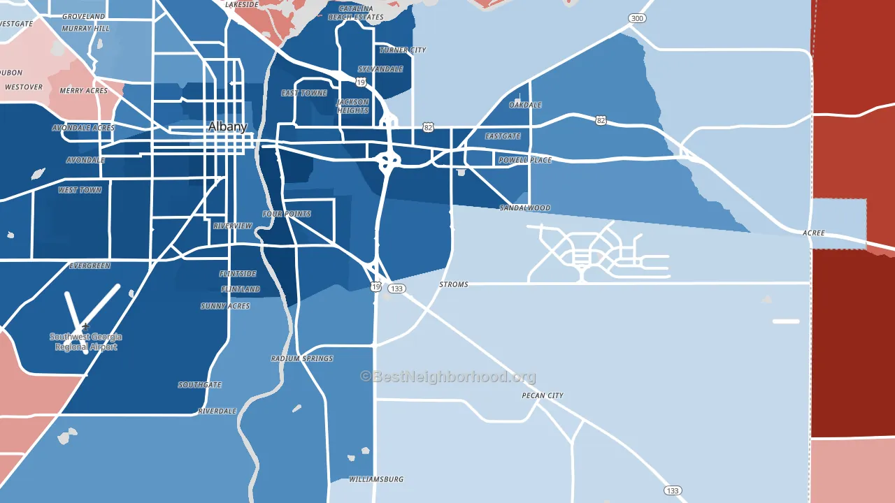 31705, GA block-group political-lean map