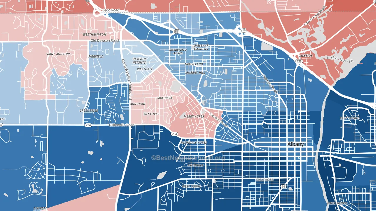 31707, GA block-group political-lean map