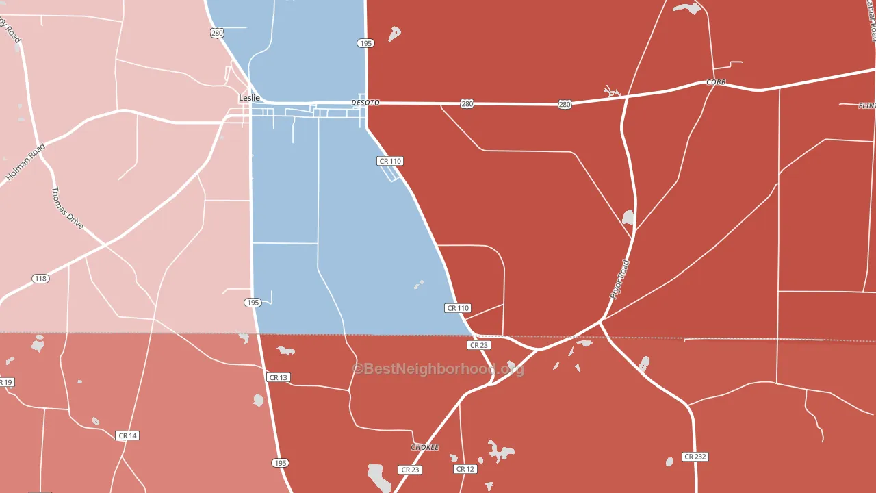 31743, GA block-group political-lean map