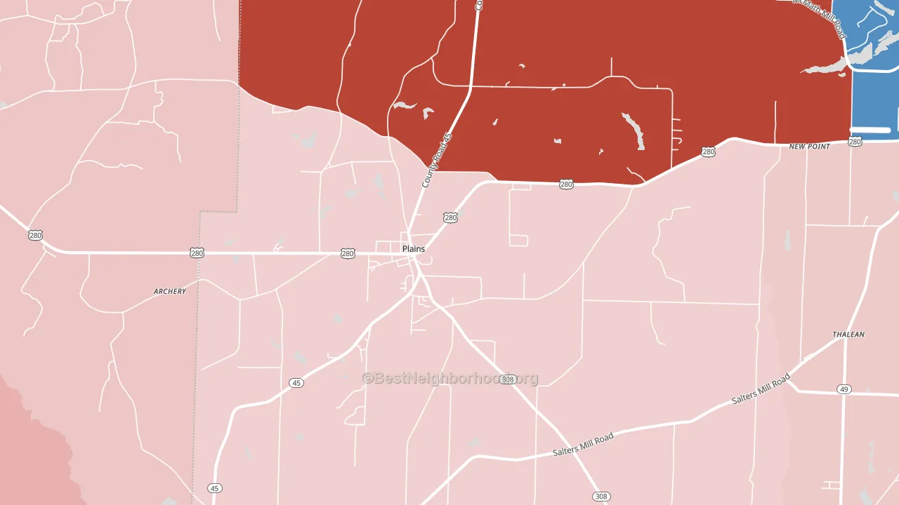 31780, GA block-group political-lean map