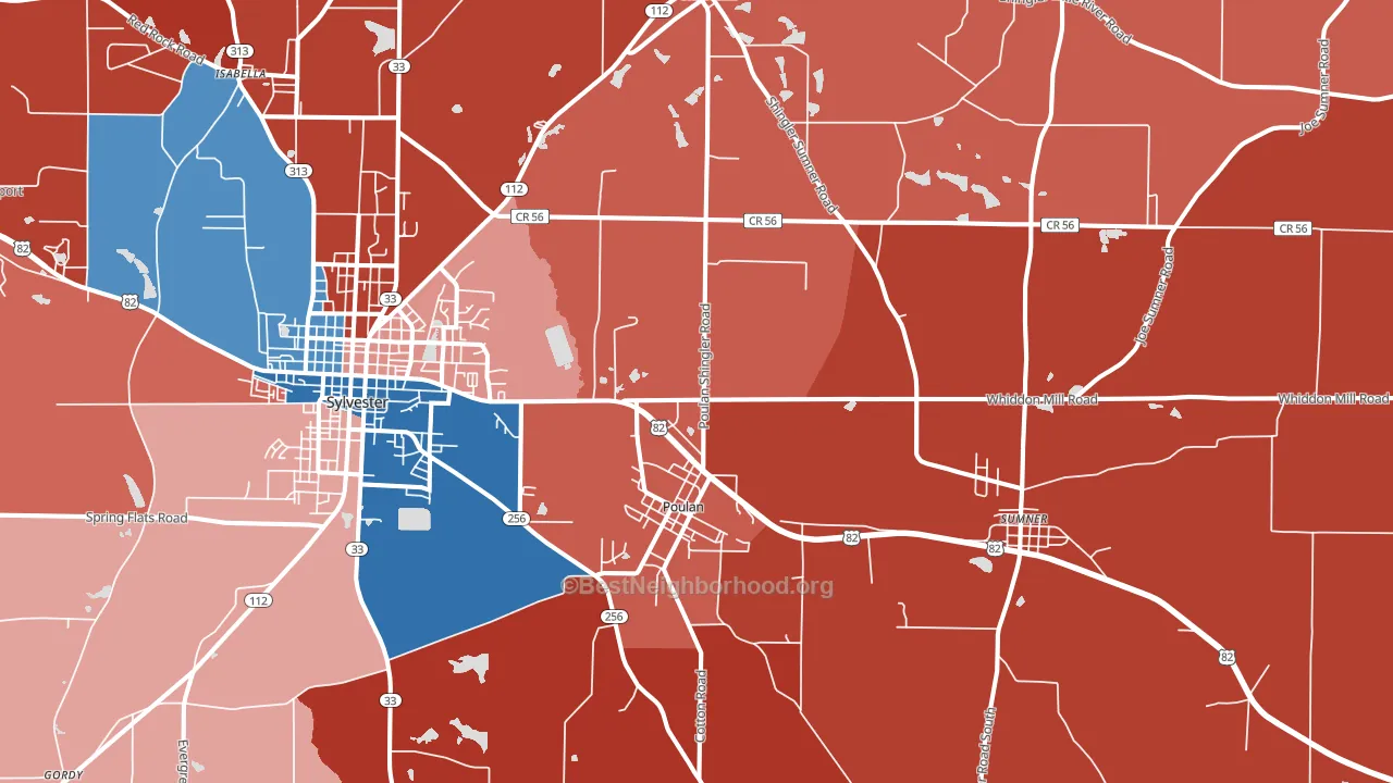 31781, GA block-group political-lean map