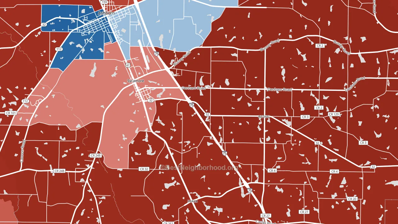 31790, GA block-group political-lean map