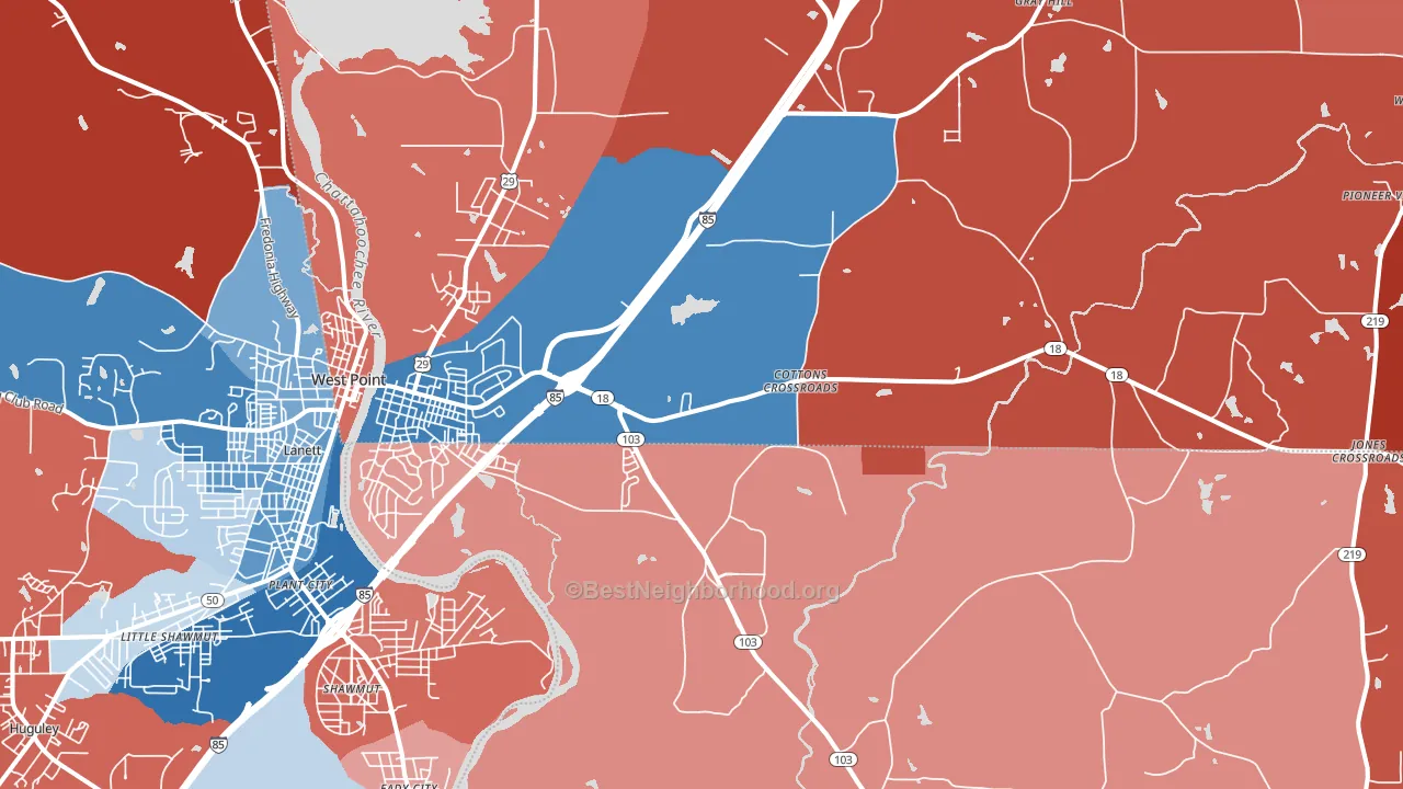 31833, GA block-group political-lean map