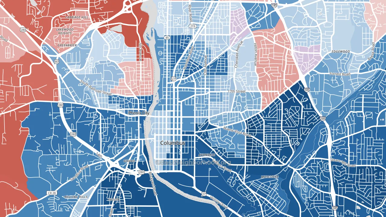 31901, GA block-group political-lean map