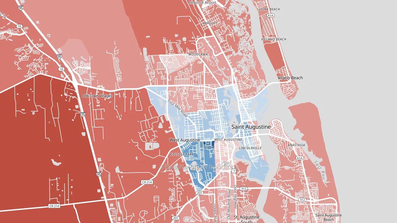 32084, FL block-group political-lean map