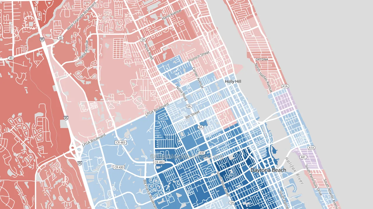 32117, FL block-group political-lean map