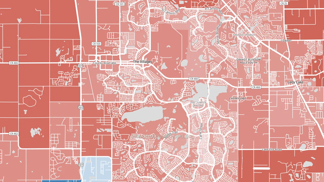 32162, FL block-group political-lean map