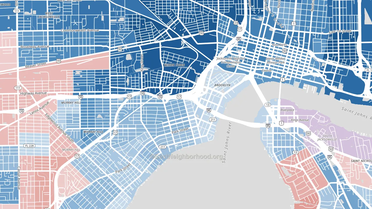 32204, FL block-group political-lean map