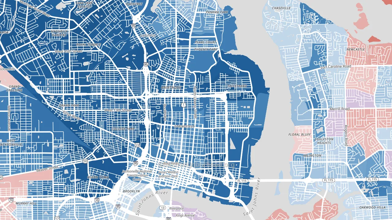 32206, FL block-group political-lean map