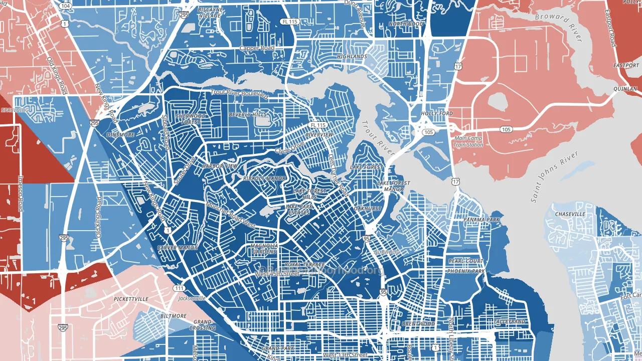 32208, FL block-group political-lean map
