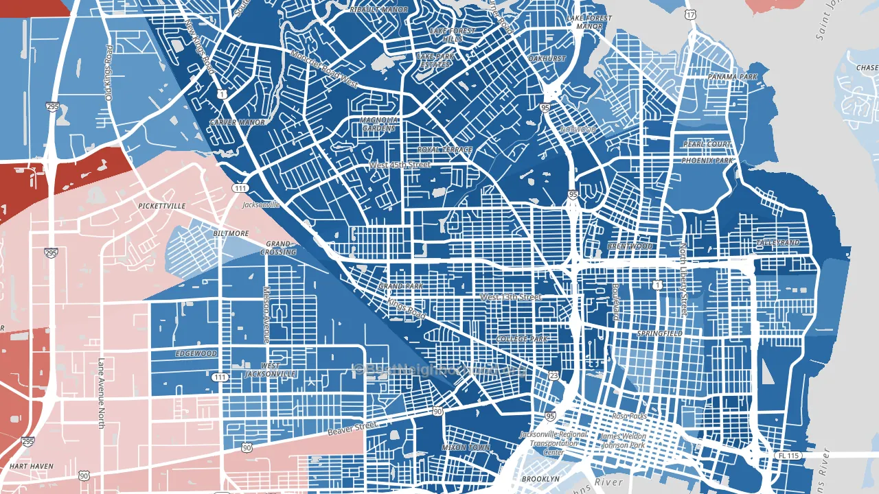32209, FL block-group political-lean map
