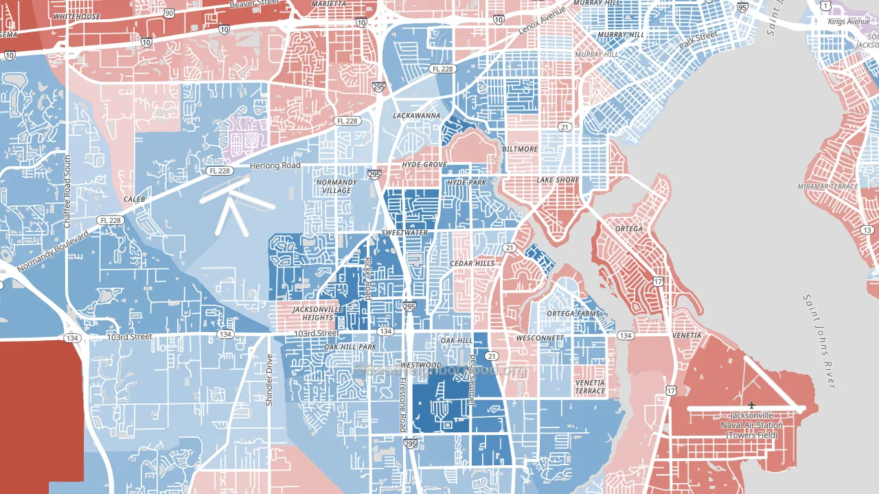 32210, FL block-group political-lean map