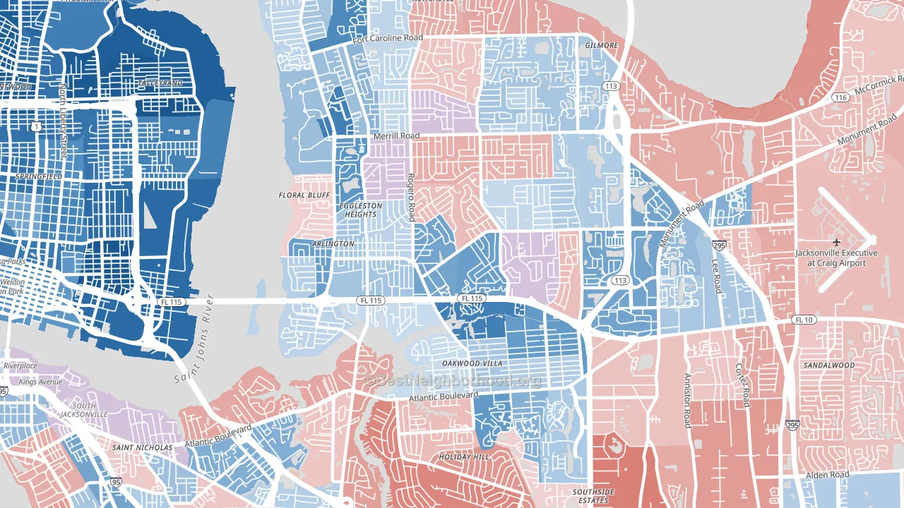 32211, FL block-group political-lean map