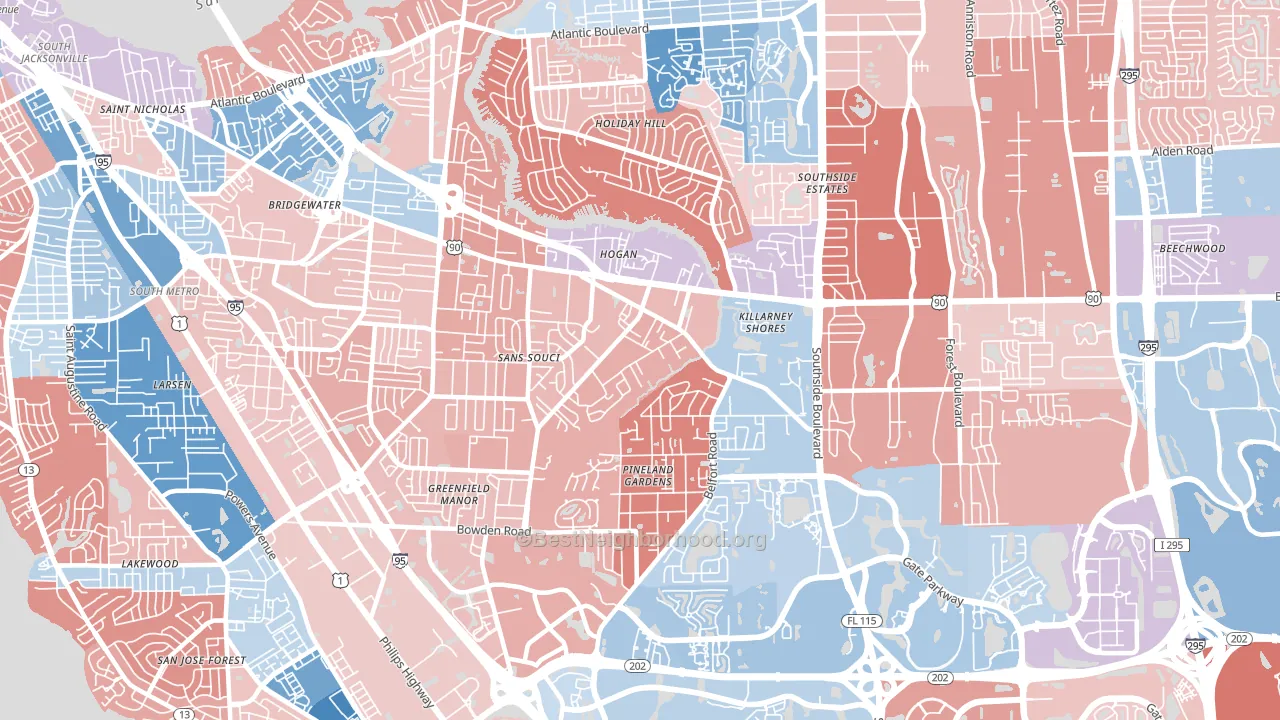 32216, FL block-group political-lean map