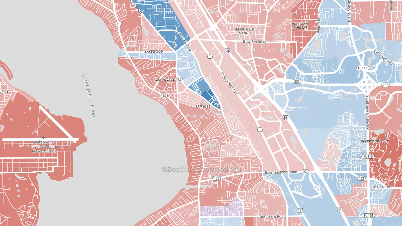 32217, FL block-group political-lean map