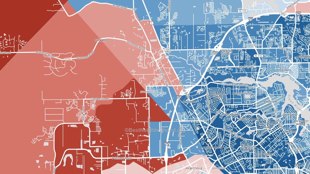32219, FL block-group political-lean map