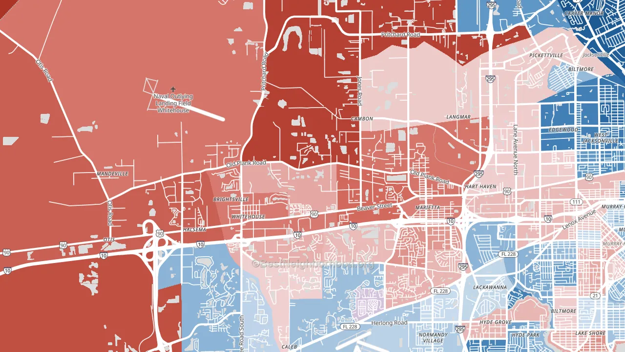 32220, FL block-group political-lean map