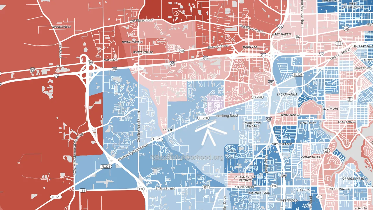 32221, FL block-group political-lean map