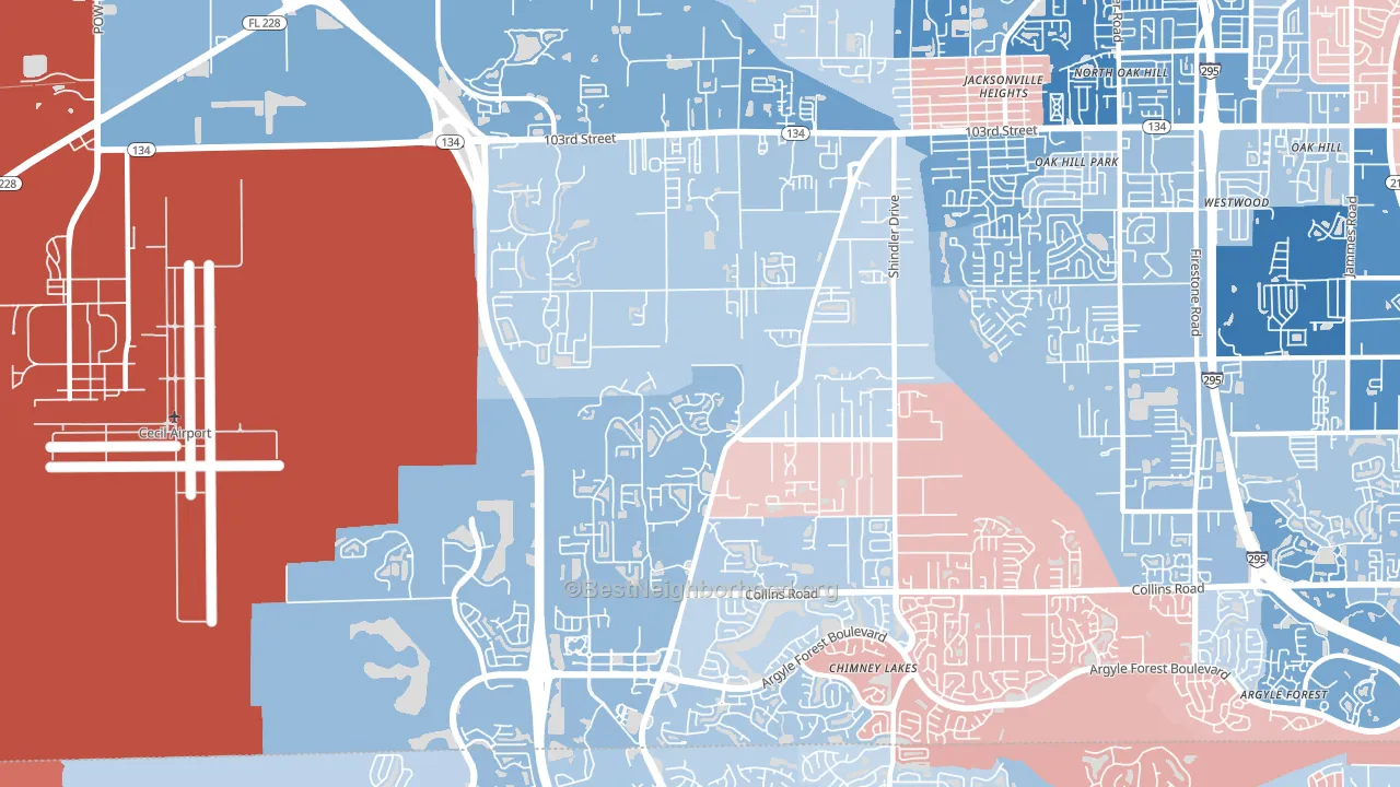 32222, FL block-group political-lean map