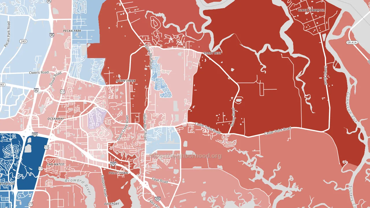 32226, FL block-group political-lean map