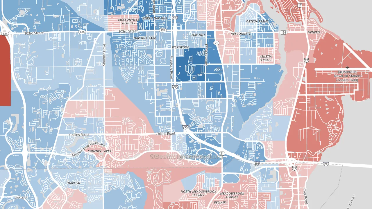 32244, FL block-group political-lean map