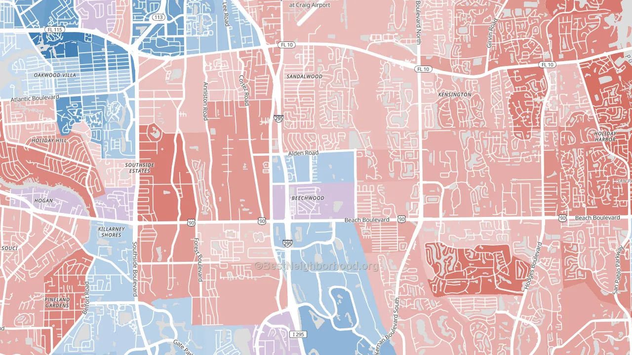 32246, FL block-group political-lean map