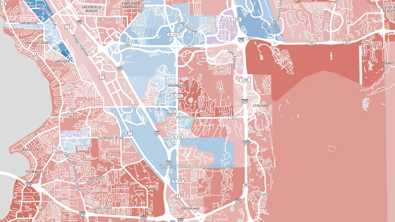 32256, FL block-group political-lean map
