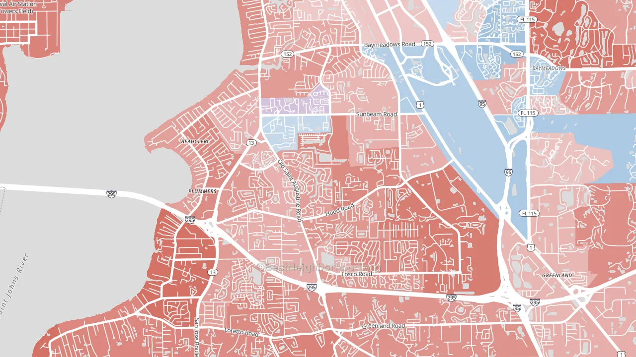 32257, FL block-group political-lean map
