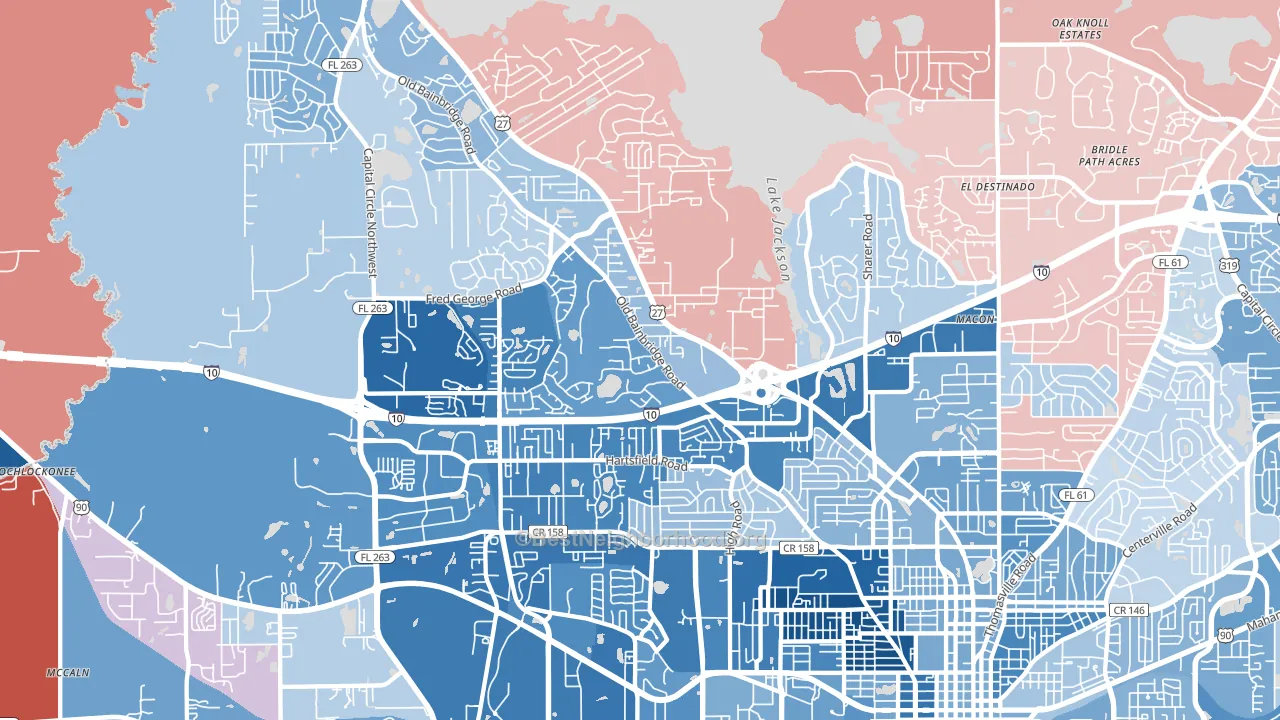 32303, FL block-group political-lean map