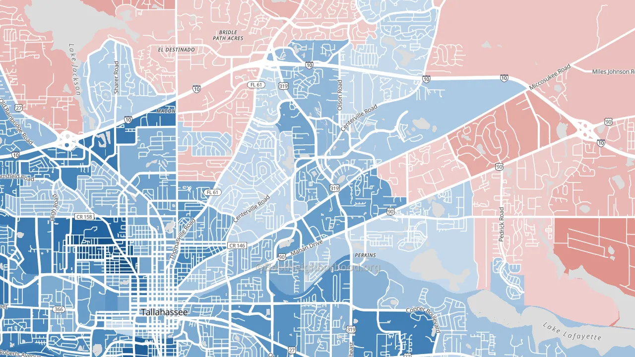 32308, FL block-group political-lean map