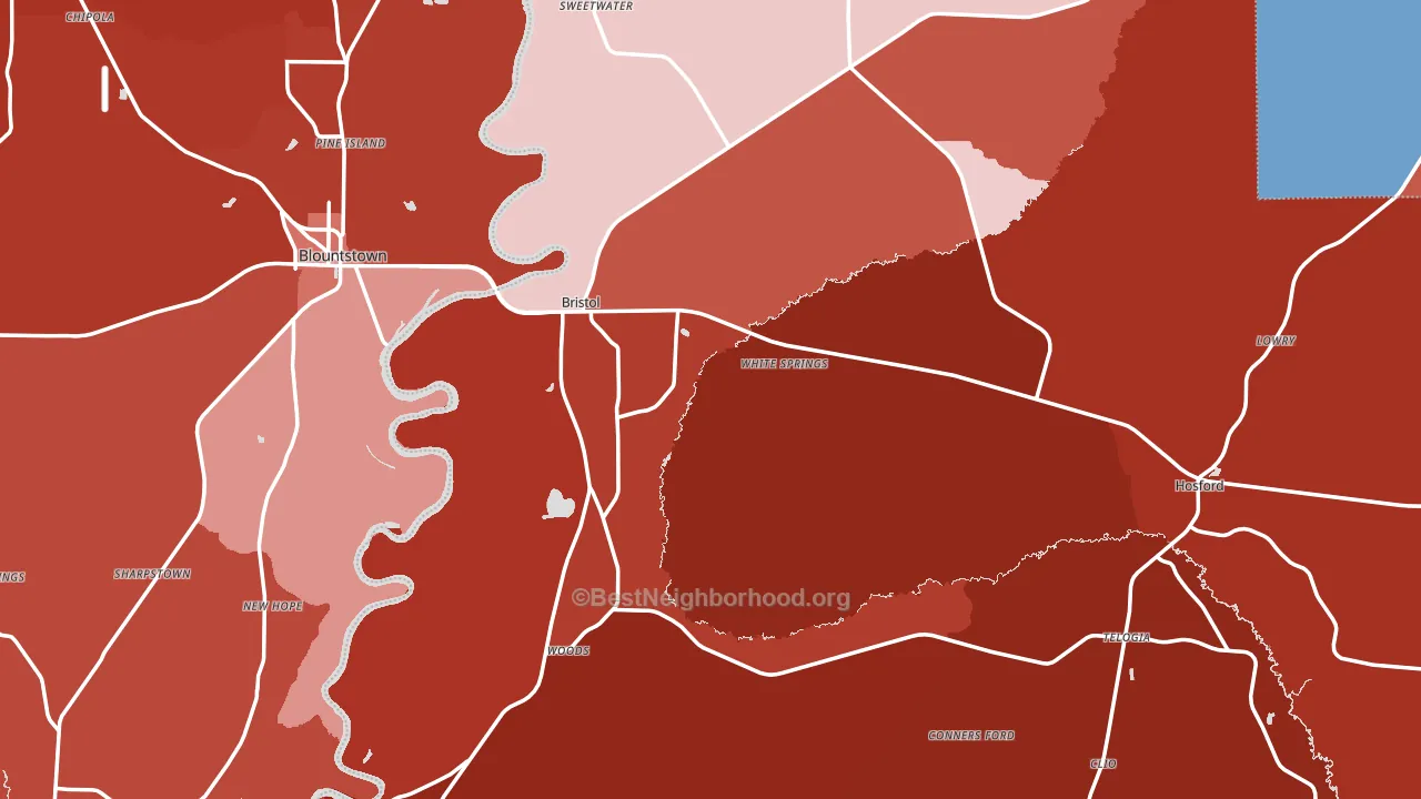 32321, FL block-group political-lean map