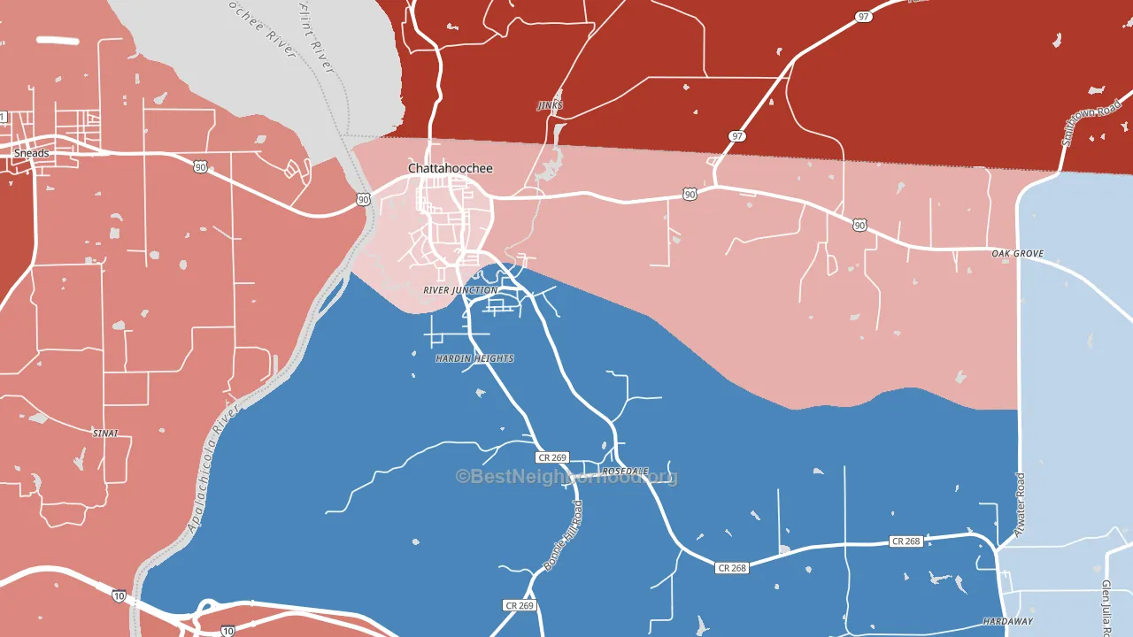 32324, FL block-group political-lean map