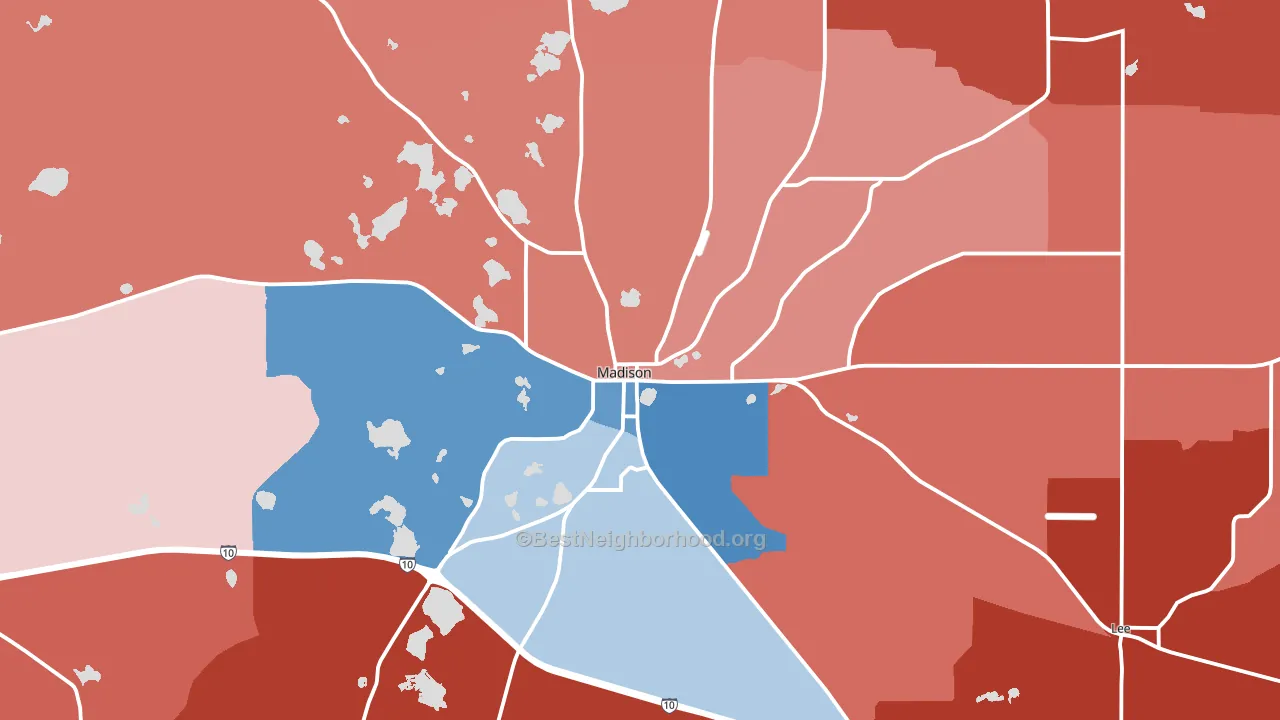 32340, FL block-group political-lean map