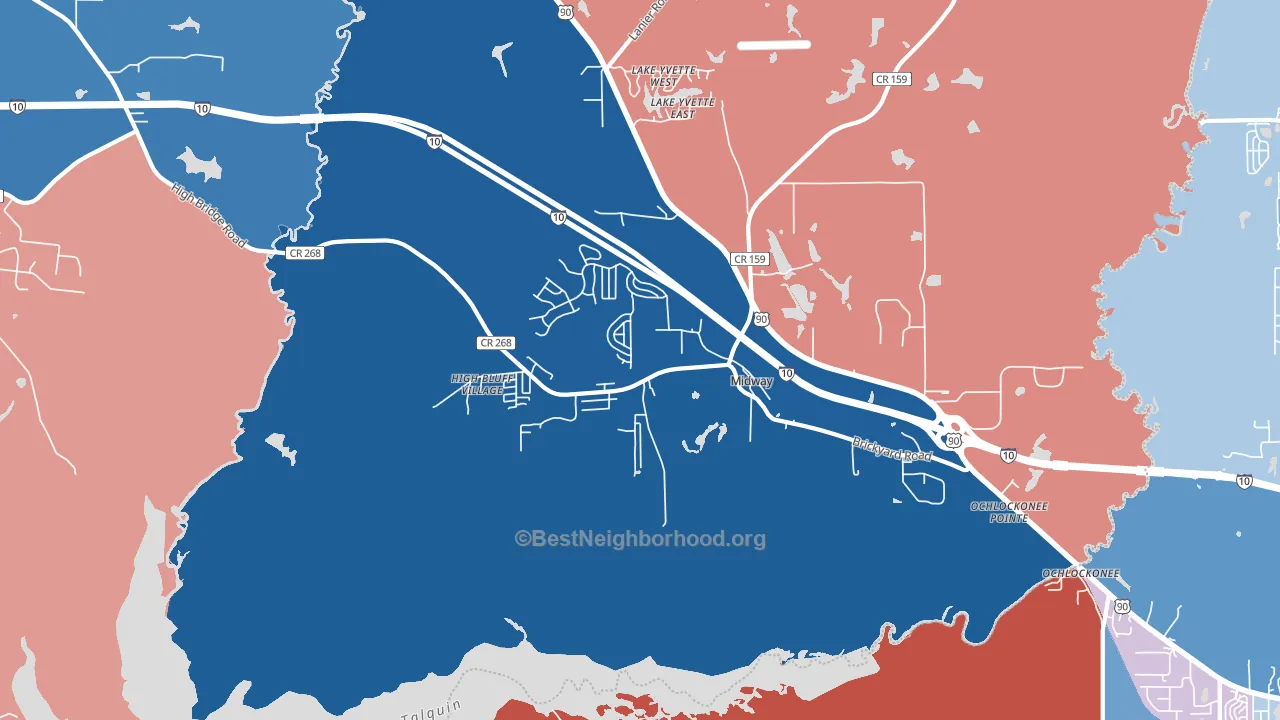 32343, FL block-group political-lean map