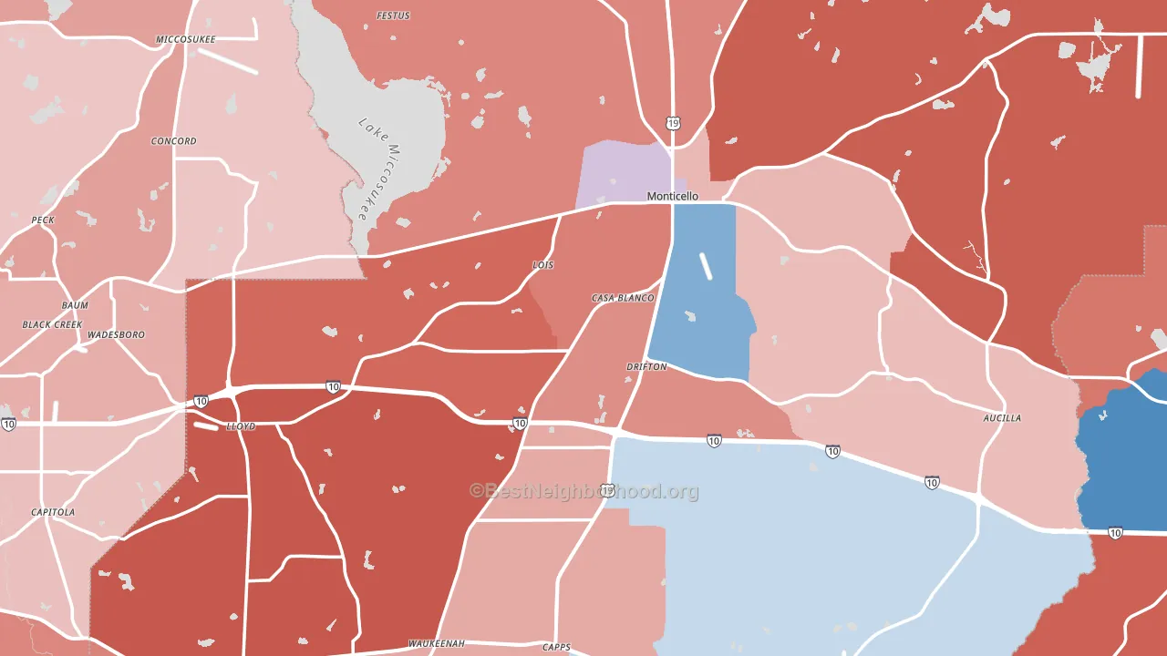 32344, FL block-group political-lean map