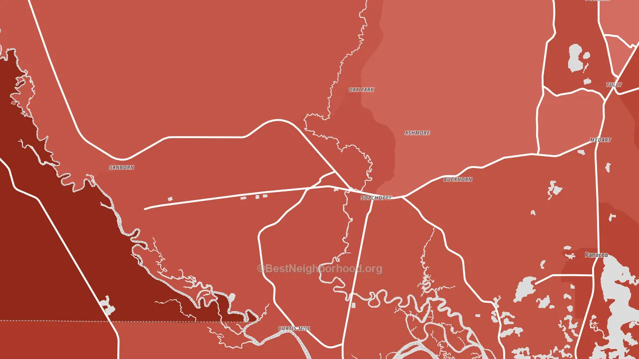 32358, FL block-group political-lean map