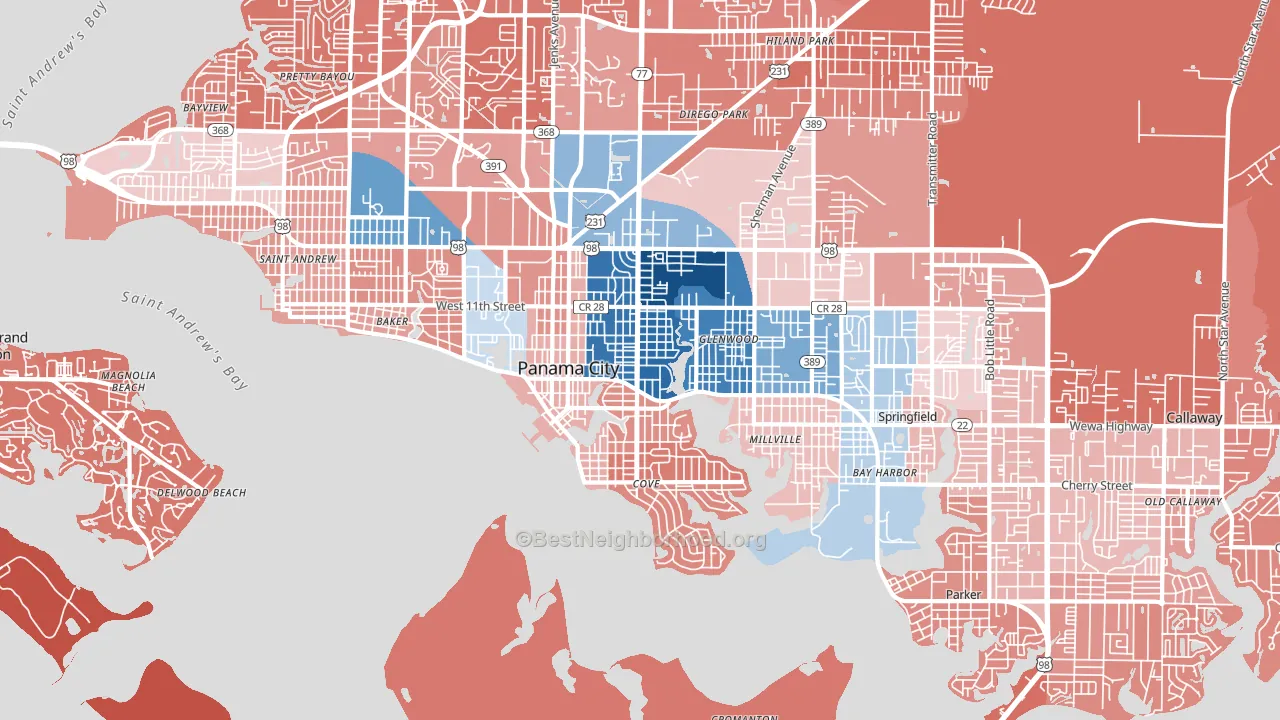 32401, FL block-group political-lean map