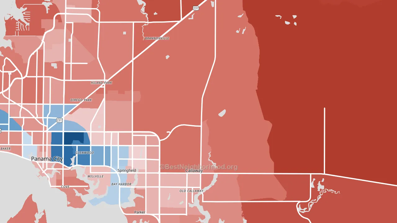 32404, FL block-group political-lean map