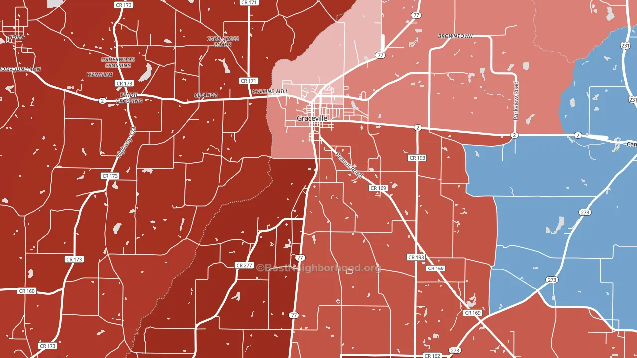32440, FL block-group political-lean map
