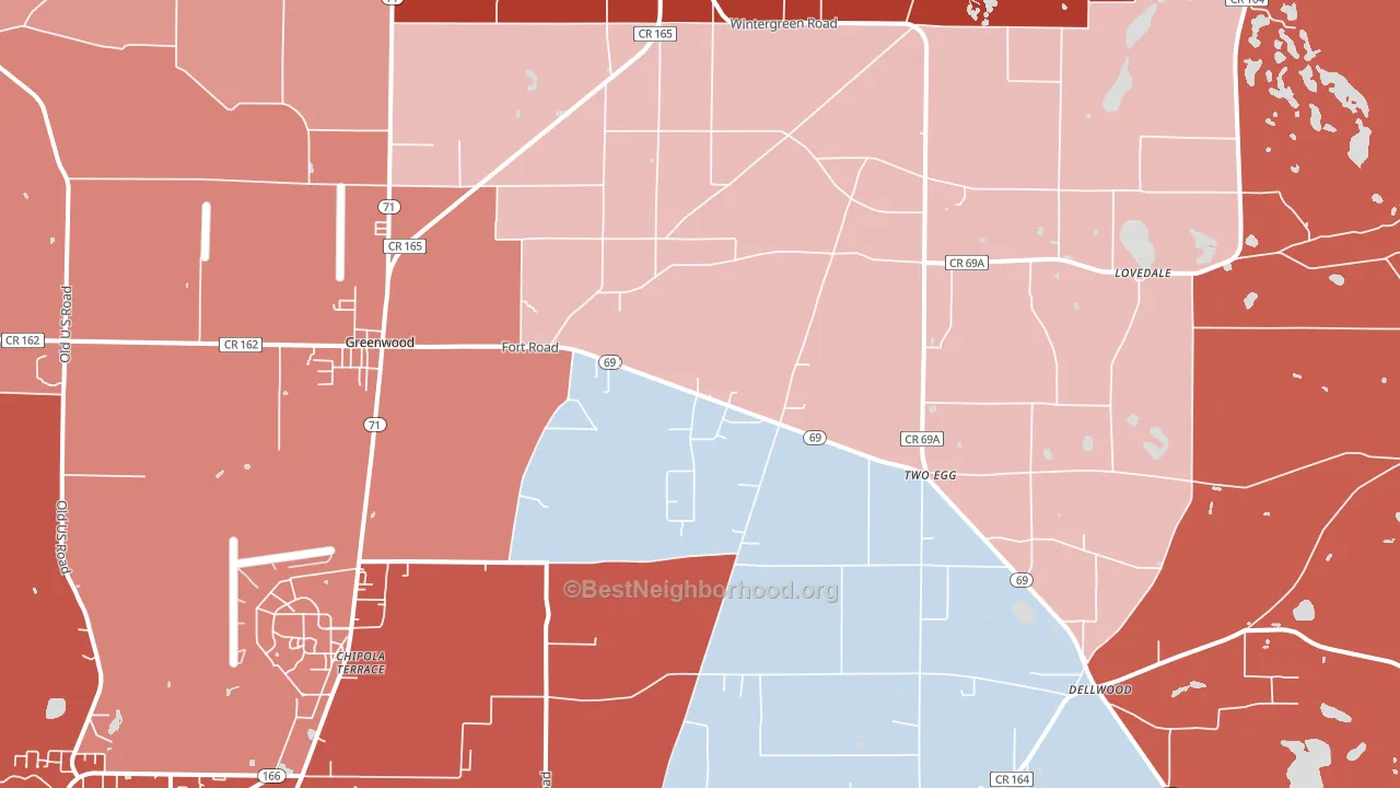 32443, FL block-group political-lean map