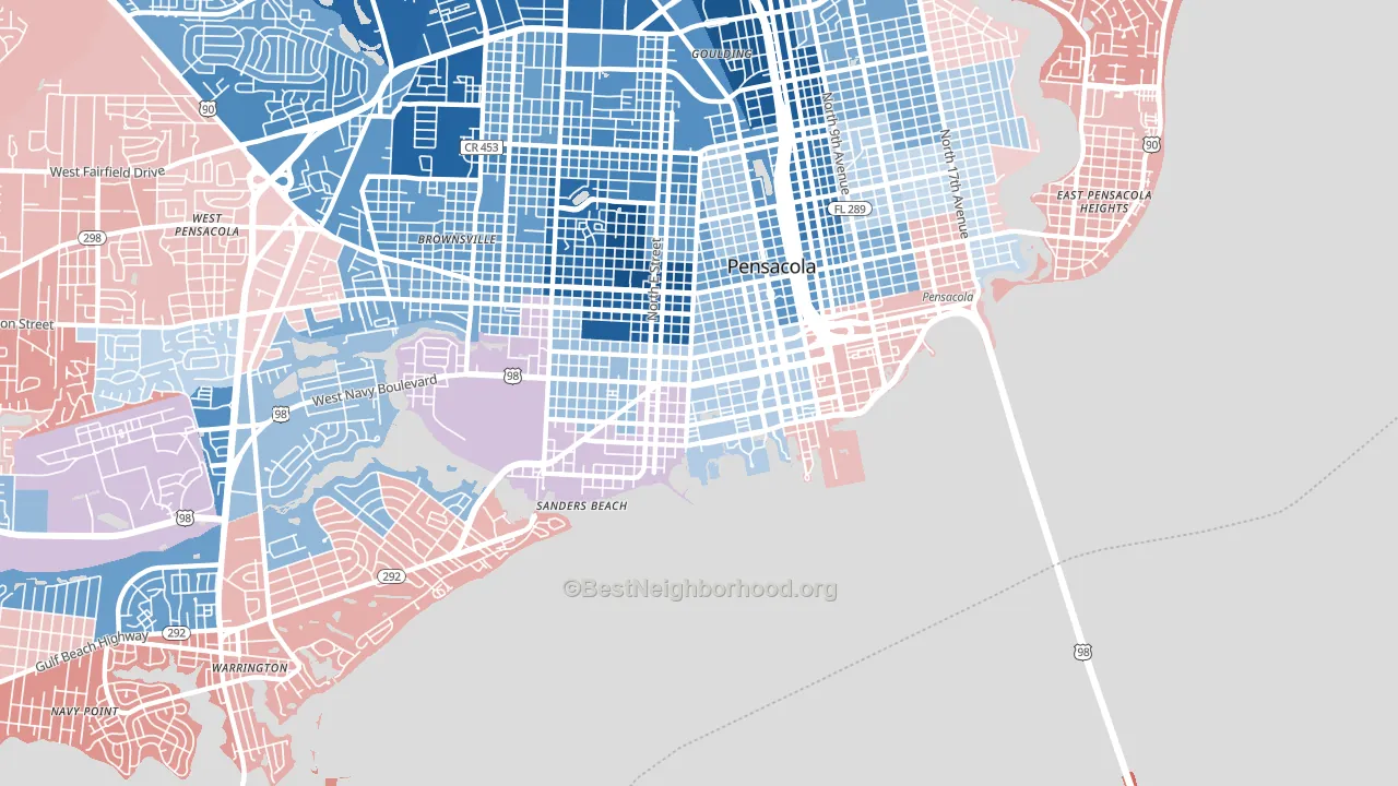 32502, FL block-group political-lean map