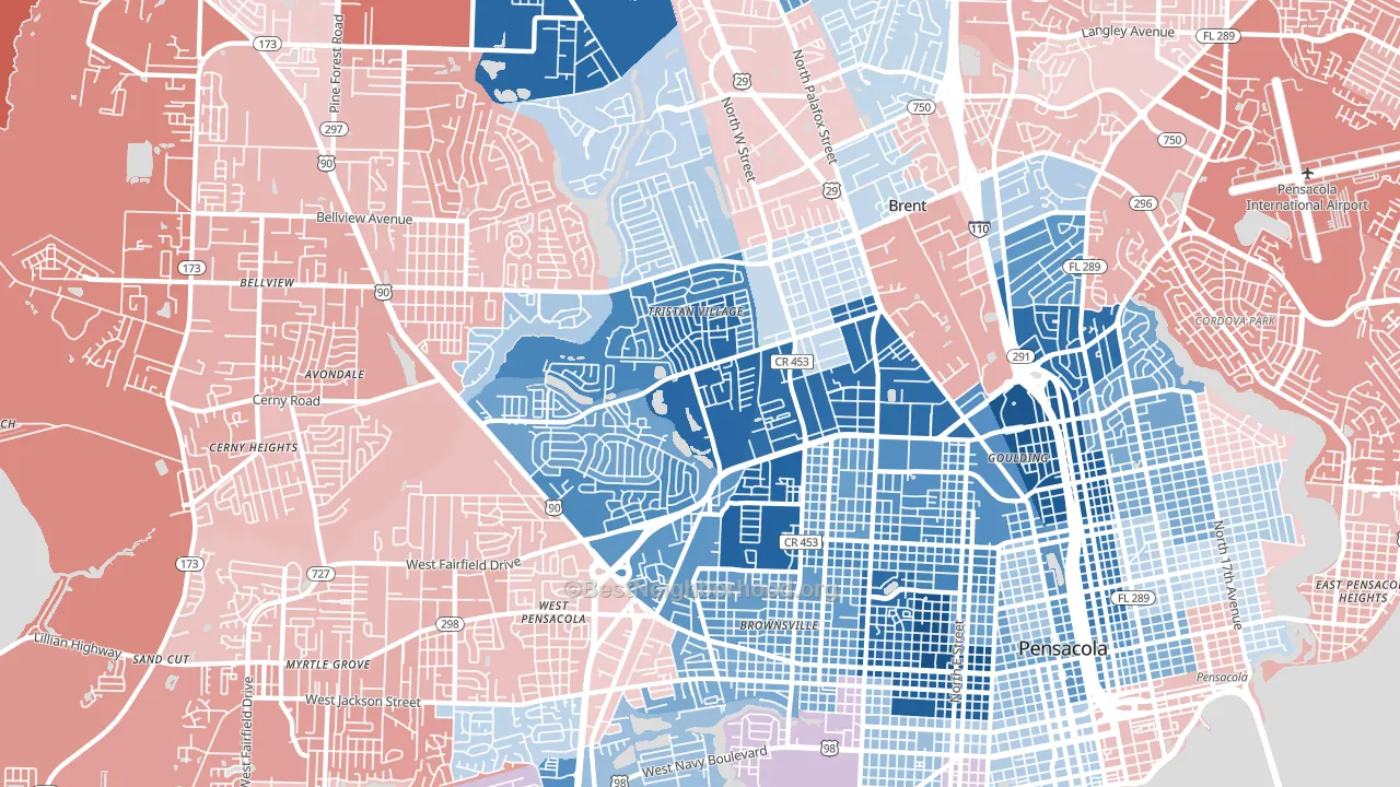 32505, FL block-group political-lean map