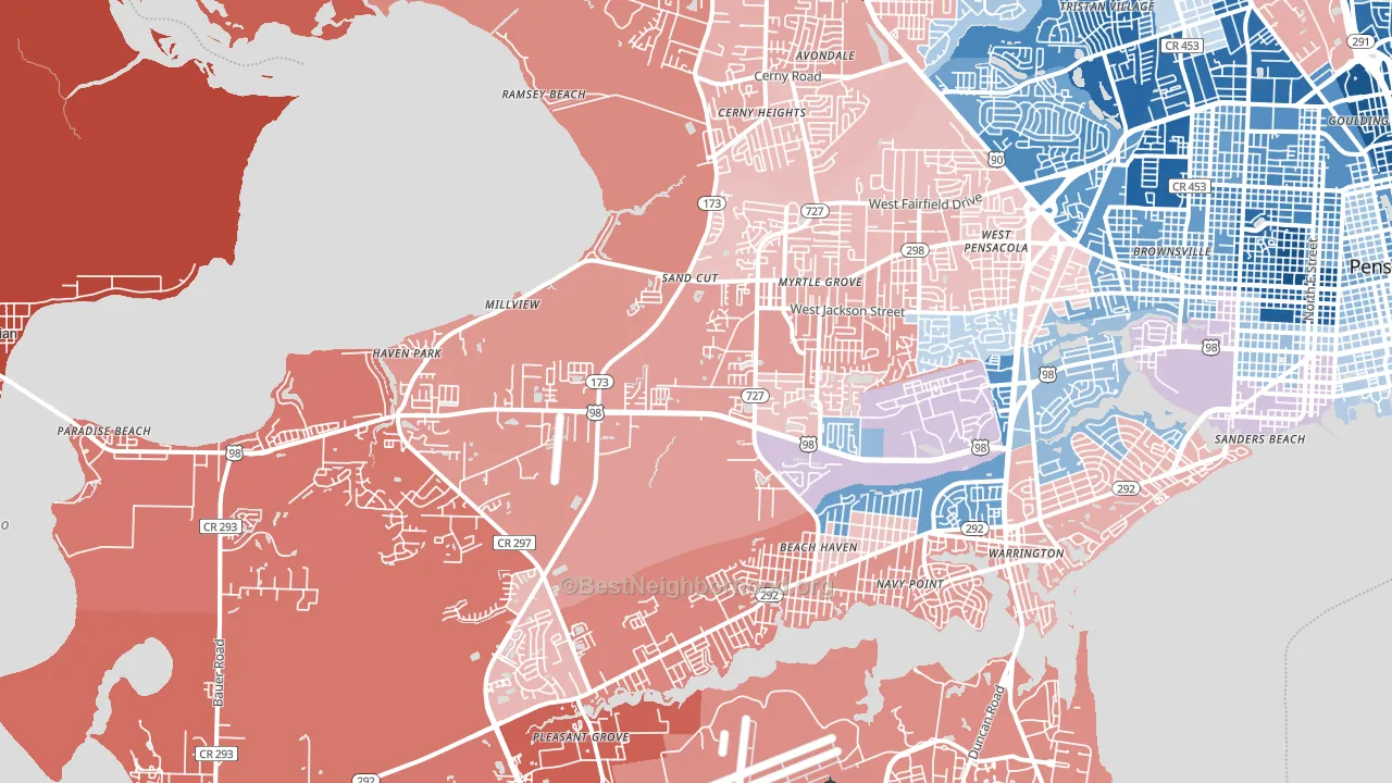 32506, FL block-group political-lean map